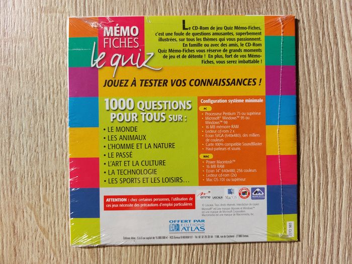 CD-Rom editions Atlas Mémo fiches le quiz - photo numéro 2