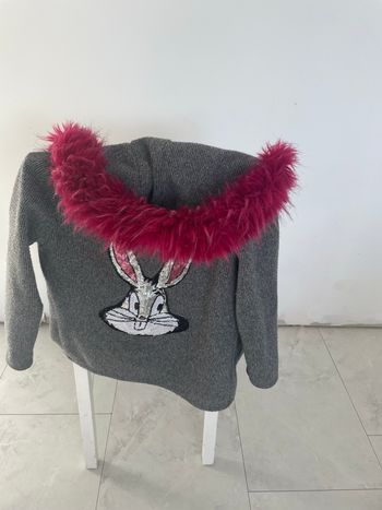 Veste polaire grise à capuche fille