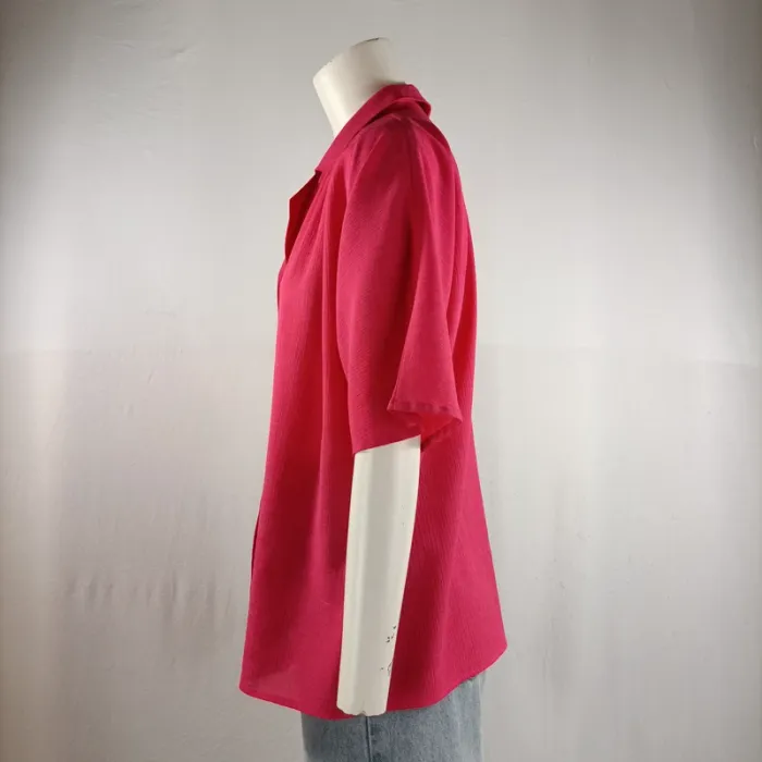 Chemise vintage rose fuchsia Daniel Duval Paris, coupe droite fluide taille XL estimée A1204 - photo numéro 2