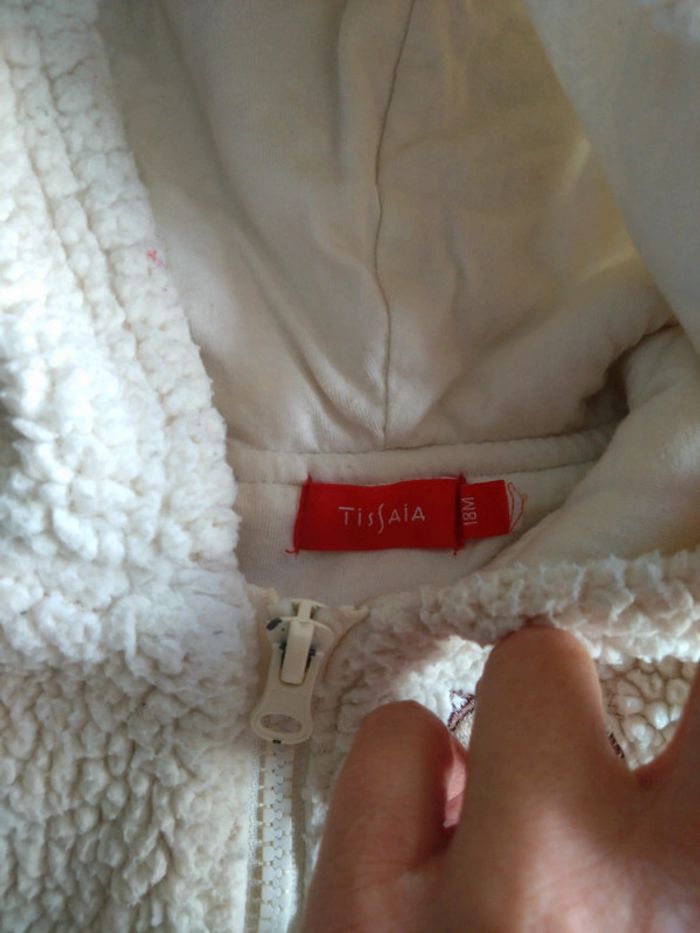 Gilet blanc ourson bébé 18 mois capuche - photo numéro 2