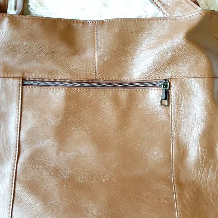 👜 Grand Sac à main souple cabas fourre-tout simili cuir marron neuf MALLOW - photo numéro 9