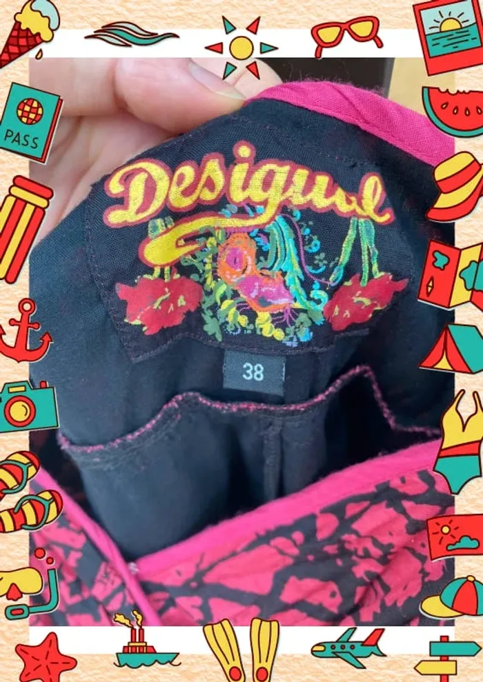 Robe multicolore rose noire avec fleurs 38 M Desigual - photo numéro 3