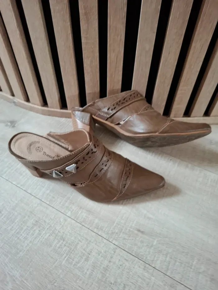 Sabots cuir Trendstyle marrons T 37 - photo numéro 17