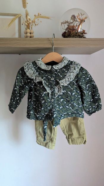 Ensemble bébé fille ton vert _ Sergent major _ Taille 9 mois