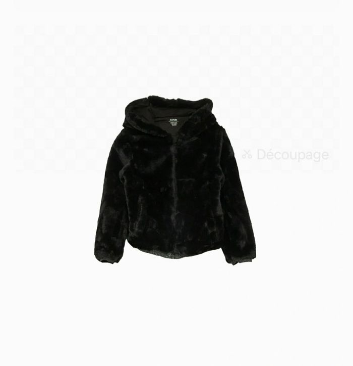 🩷 Manteau maille peluche noir 4 ans Kiabi #emyfleury_4ansfille