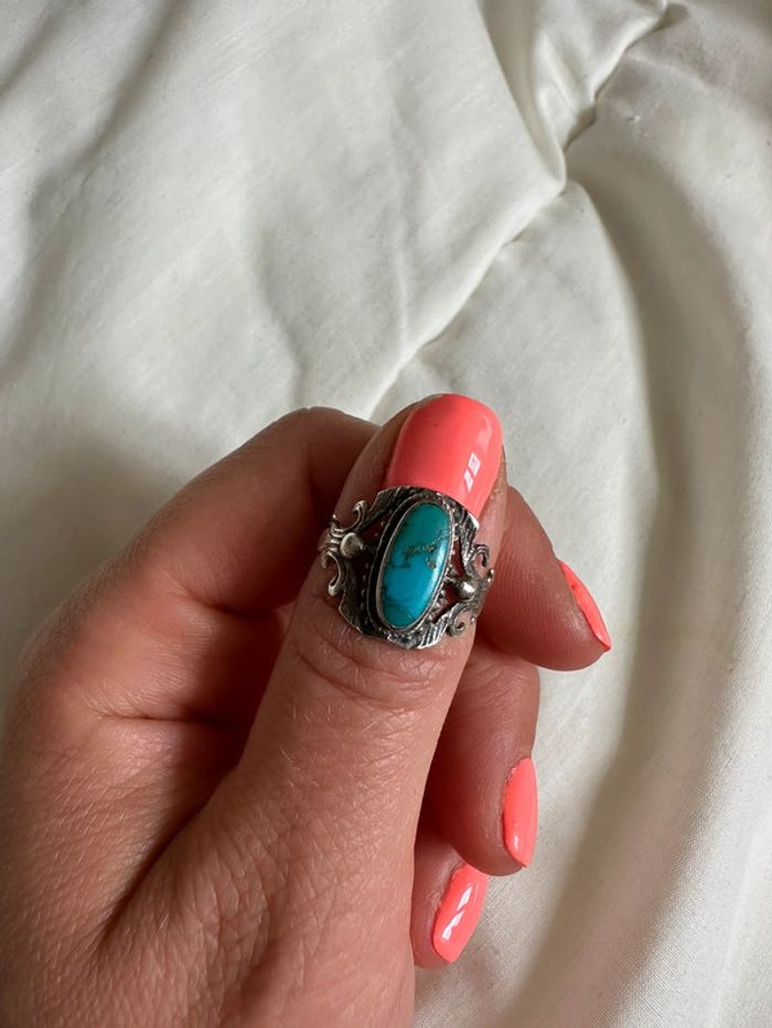 Bague argent et turquoise vintage 🐚 - photo numéro 3
