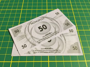 Lot x2 billet de 50 pièce détachée Monopoly Duel Masters Hasbro Parker Wizards #A64