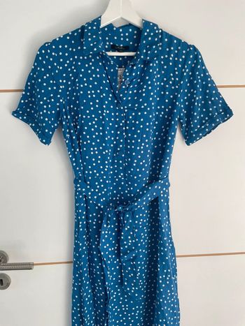 Robe longue bleue à pois blancs 34 Kiabi