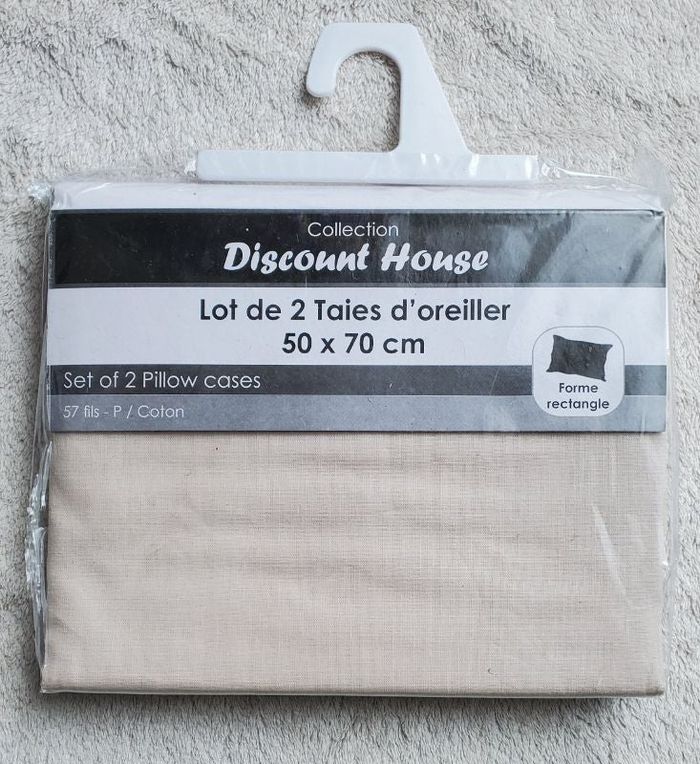 2 taies d'oreiller rectangulaires en 50 X 70 cm