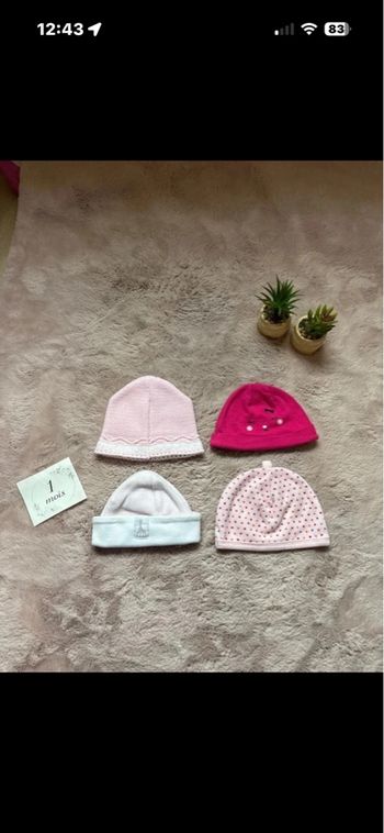 Lot 4 bonnets naissance fille 0 mois – doux & mignons 💖 parfait maternité
