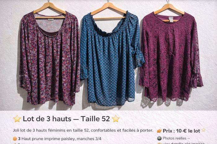 😍 lot 12 hauts taille 52