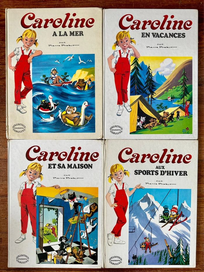 Lot de 4 livres anciens Caroline Pierre Probst Hachette Jeunesse grande albums blancs