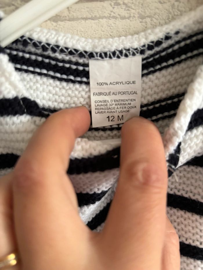 Gilet court style  marinière taille 12 mois - photo numéro 3