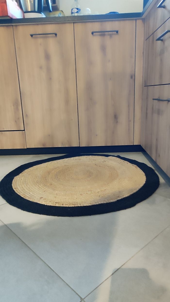 Tapis en jute noir Ø90 - photo numéro 2