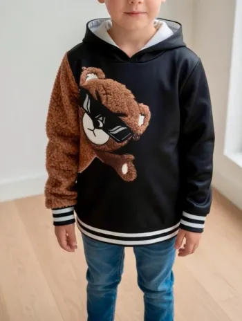 Pull / sweat-shirt a capuche Hoodie teddy bear - Taille 7-8 ans - Neuf