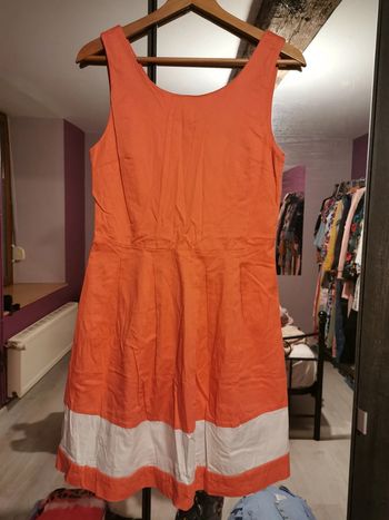 Robe bicolore corail et blanche