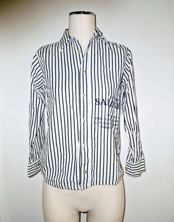 Chemise blanche lignée bleu marine - 164 - gaastra