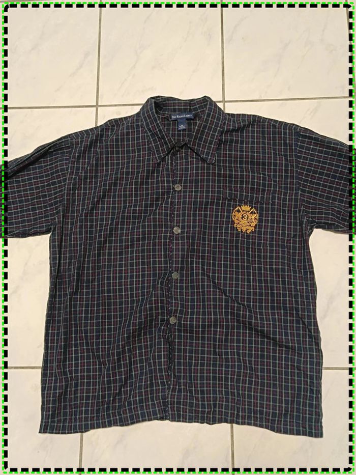 Chemise Ralph Lauren vintage à carreaux - Écusson brodé or - Taille XL