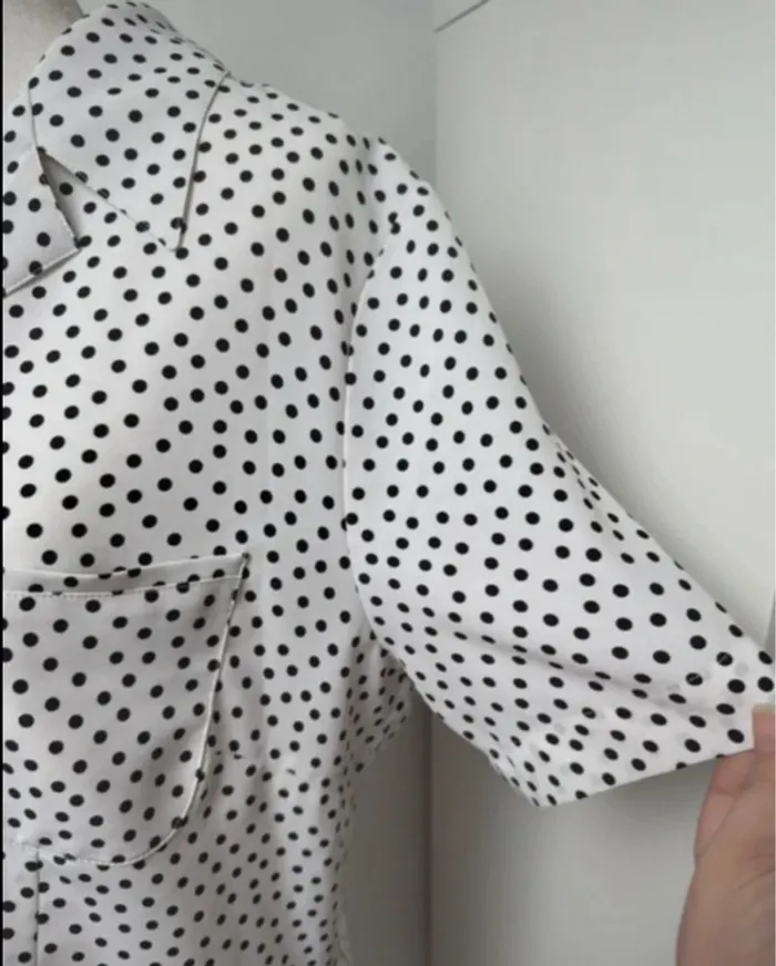Chemisier blanc à pois Weinberg vintage taille L 40 - photo numéro 5
