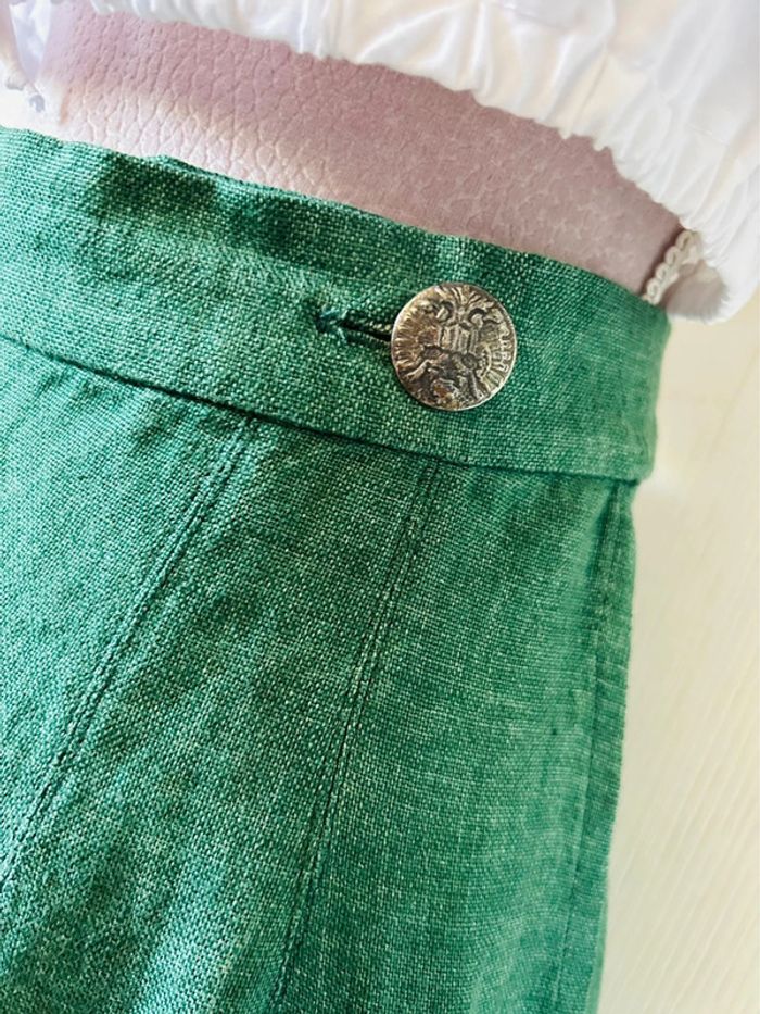 🦚Jupe longue en lin vert champêtre Cottagecore Countryside Charm Green Linen Skirt🦚 - photo numéro 17