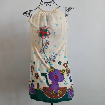 Robe été motif fleur et chats dos nu