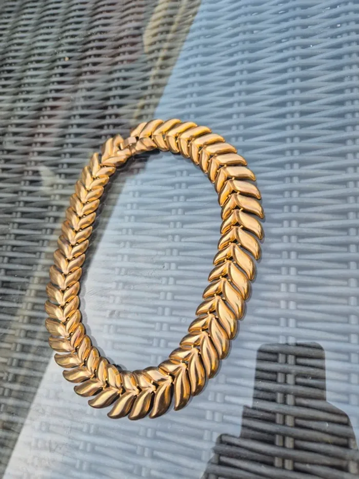 Collier en métal vintage feuille - photo numéro 3