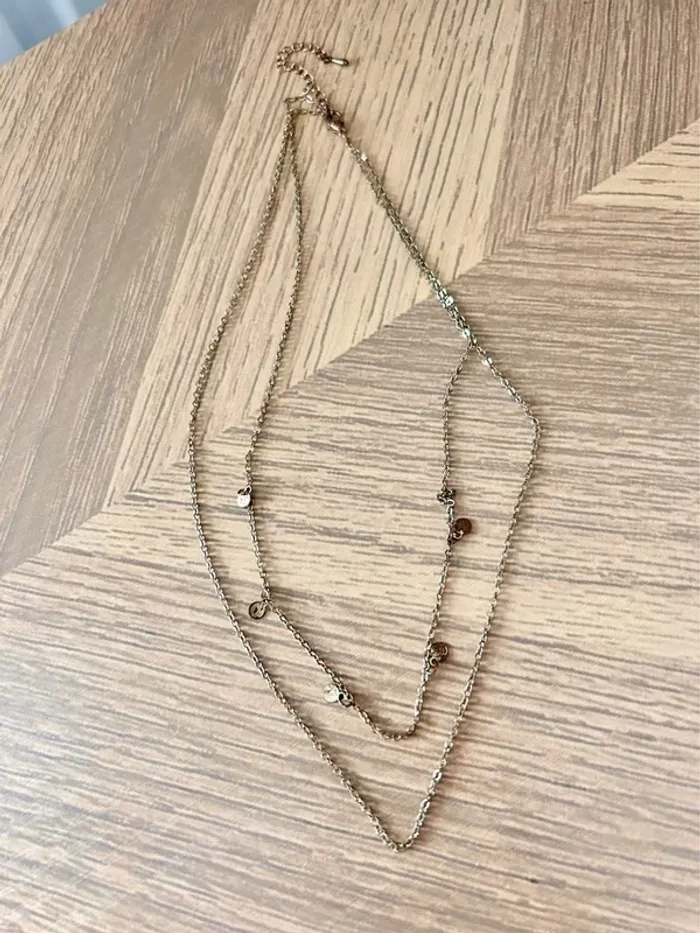 Collier doré double chaîne fine – Pampilles – Bon état - photo numéro 4