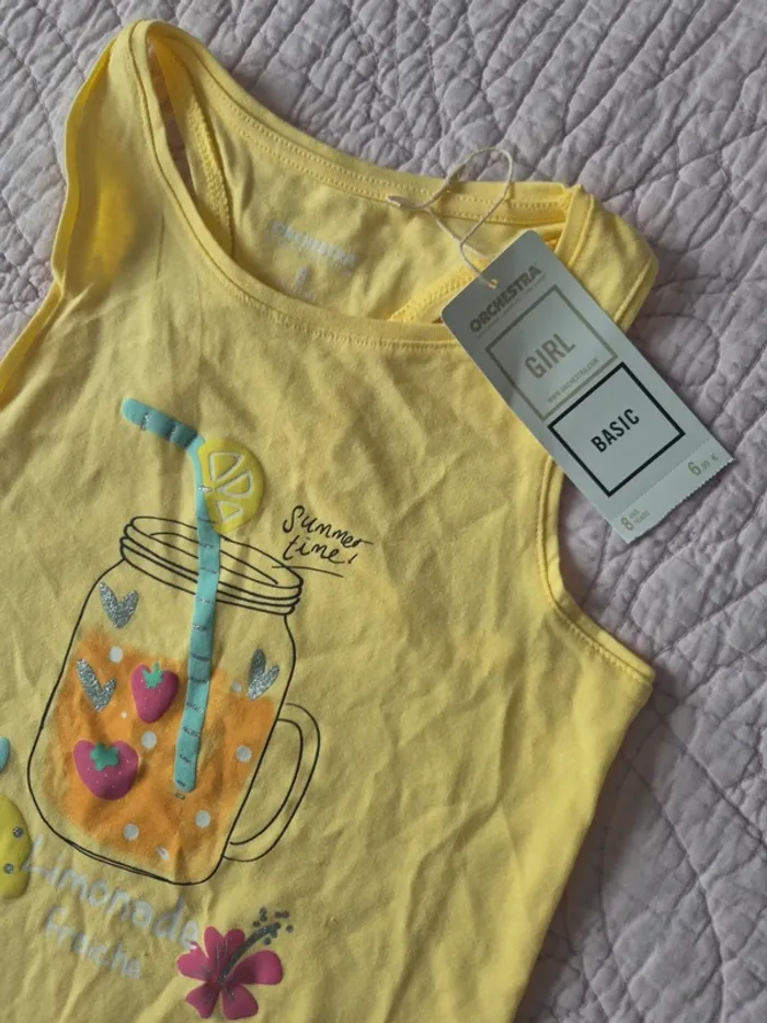 Débardeur fille Orchestra jaune limonade 8 ans - photo numéro 2
