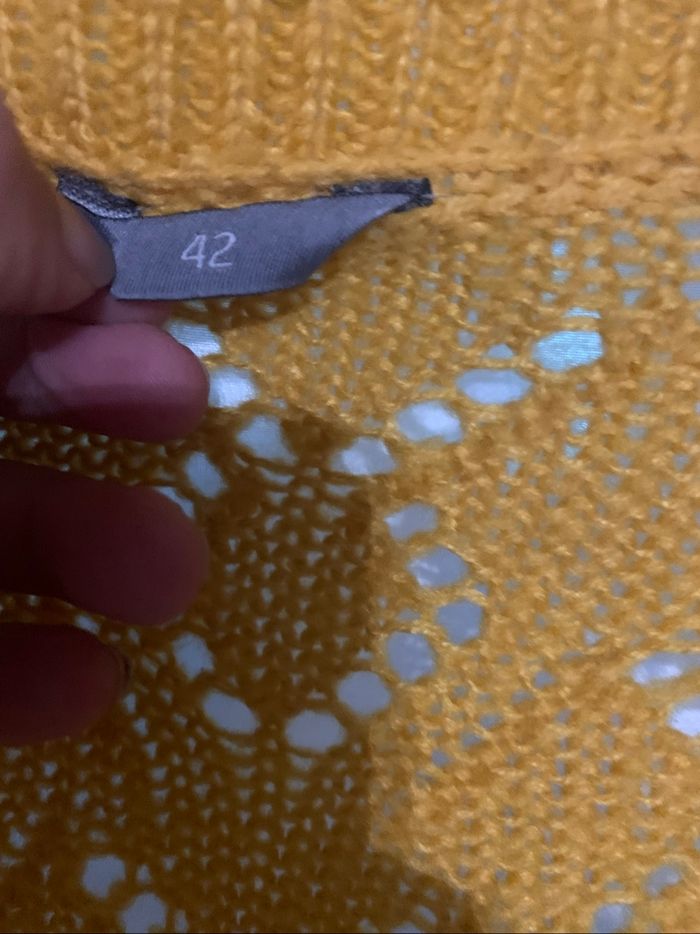 Veste longue moutarde crochet taille 42 très bon état - photo numéro 5