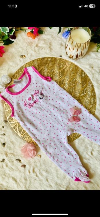 🩷🤍Grenouillère sans manche 6 mois – Baby Club – Rose & blanche TBE 🩷🤍