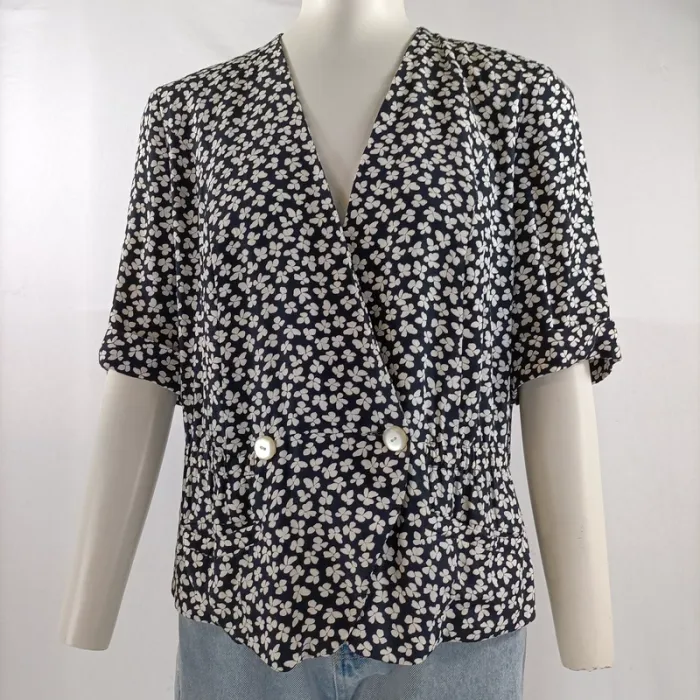 Ensemble vintage fleuri Paris 100 % viscose, jupe midi et veste boutonnée Betty Barclay 42 A1134 - photo numéro 6