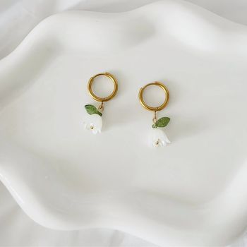 Boucles d’oreilles à breloques fleurs en acier inoxydable