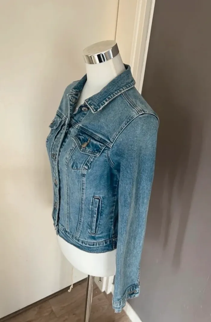 Promod, veste blouson en jean femme, taille 36 bleu clair - photo numéro 3