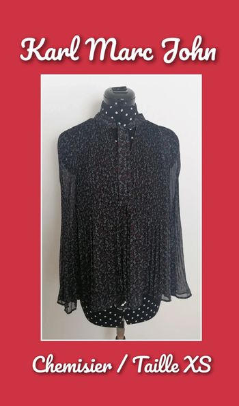 Blouse plissée petites fleurs noir rouge gris Taille XS Karl Marc John