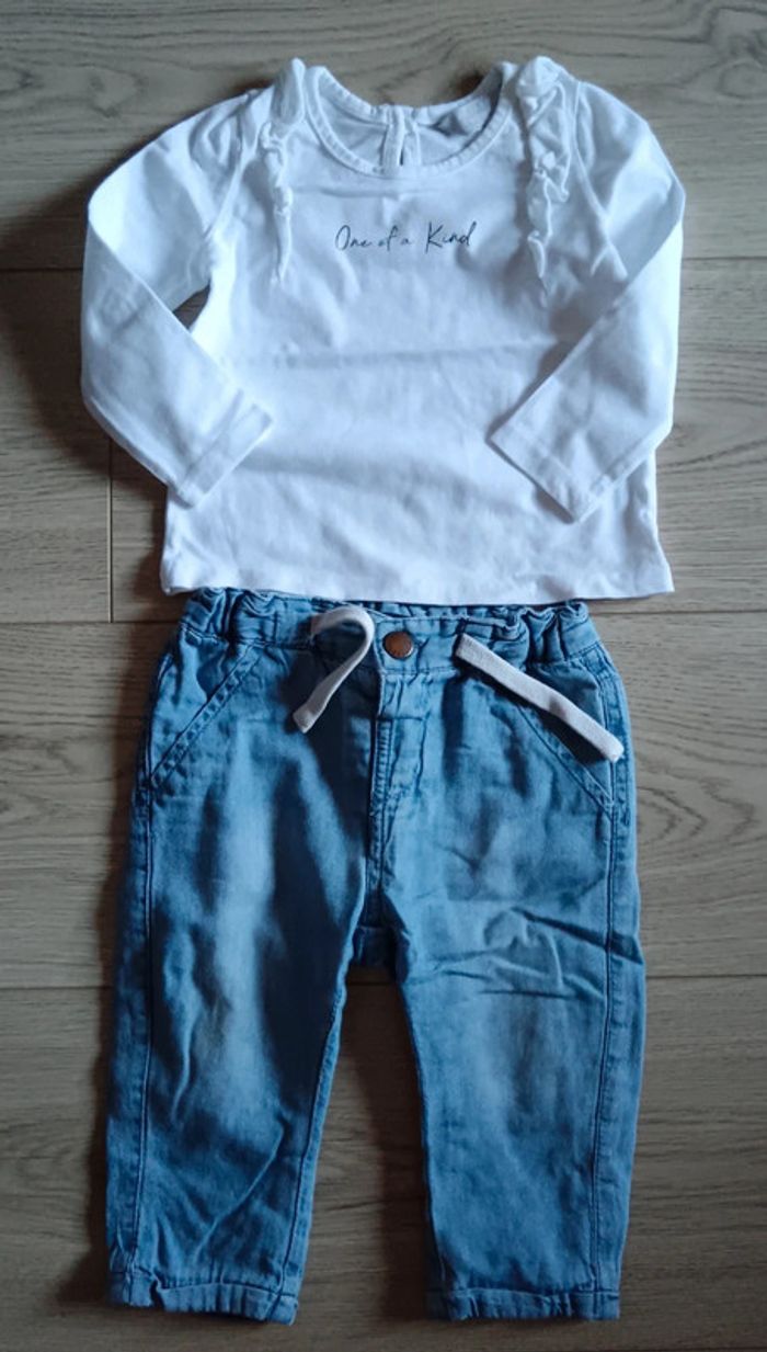 Ensemble Jean tee shirt manches longues kiabi Primark fille one of a kind 9 Mois