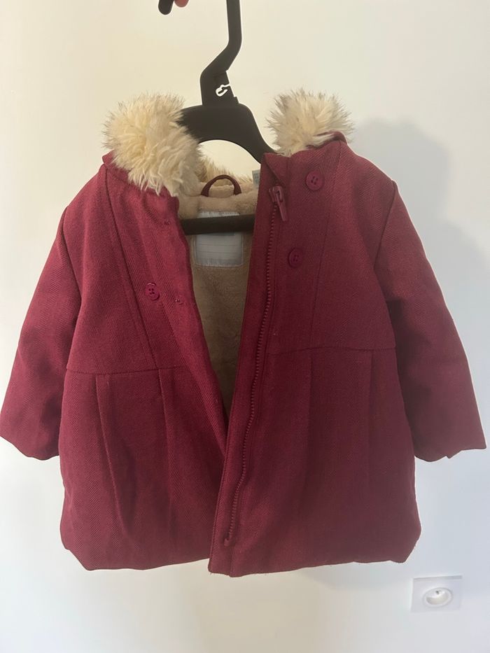 Manteau duffle coat Obaïbi bordeaux 12 mois - photo numéro 2