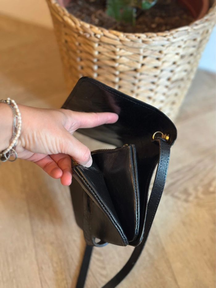 Sac bandoulière/pochette en cuir de croco noir authentique Jean Charles Paris (vintage 70s’) - photo numéro 9