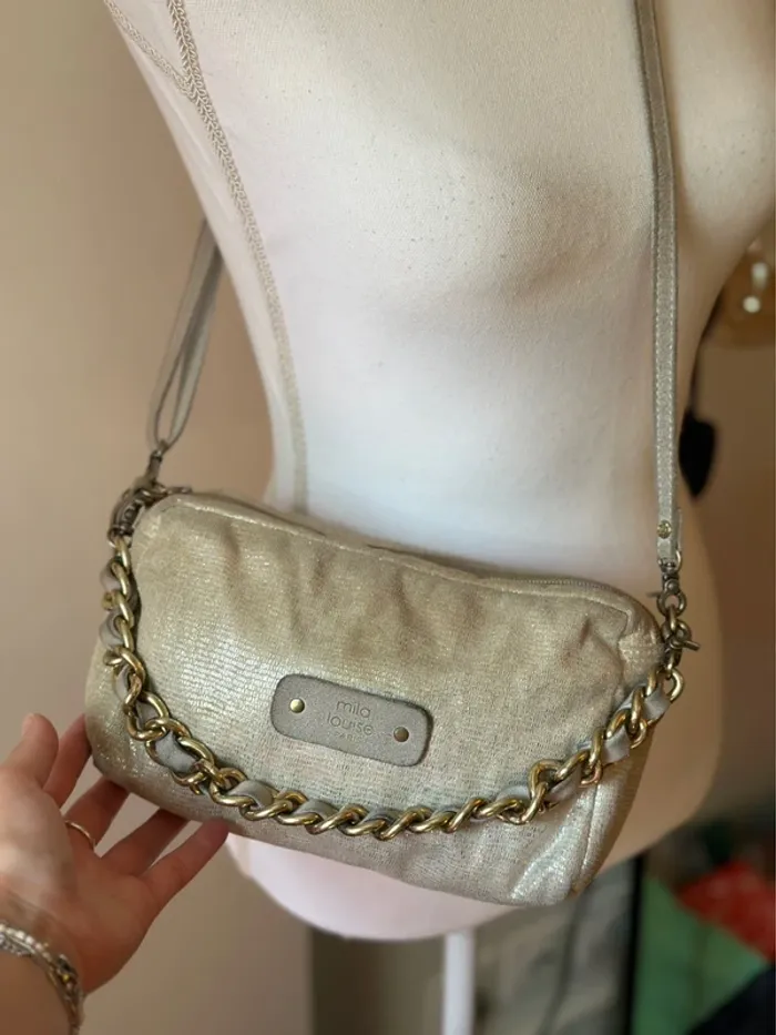 Sac en beige doré clair modèle “Mama” avec double bandoulière - photo numéro 10