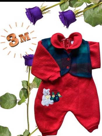 Pijama chaud - rouge - 3 Mois - Mixte