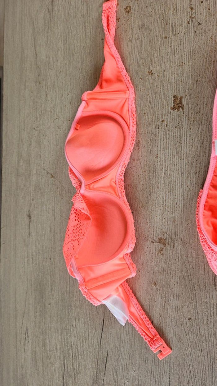 Bikini ado rose fluo en dentelle, sans bretelle, Ocean Club, 70B/34 - photo numéro 7