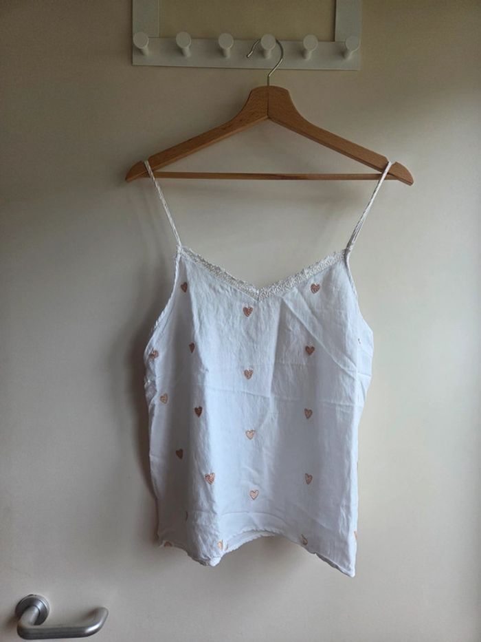 Débardeur blanc à coeurs dorés - Melya Melody paris taille L