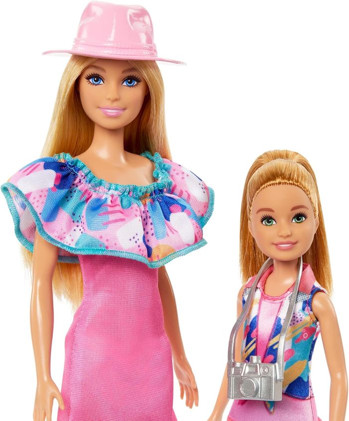 Barbie Coffret Poupée avec Petite Soeur Stacie Et 2 Chiots, Vêtements Et Accessoires Été - photo numéro 4