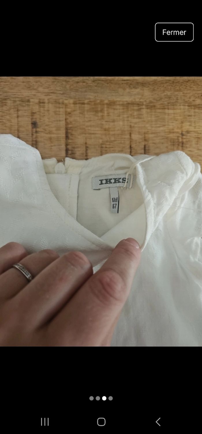 Magnifique robe ceremonie blanche bébé fille 6 mois ikks neuve ideal baptême mariage ( valeur neuve 59e) - photo numéro 3