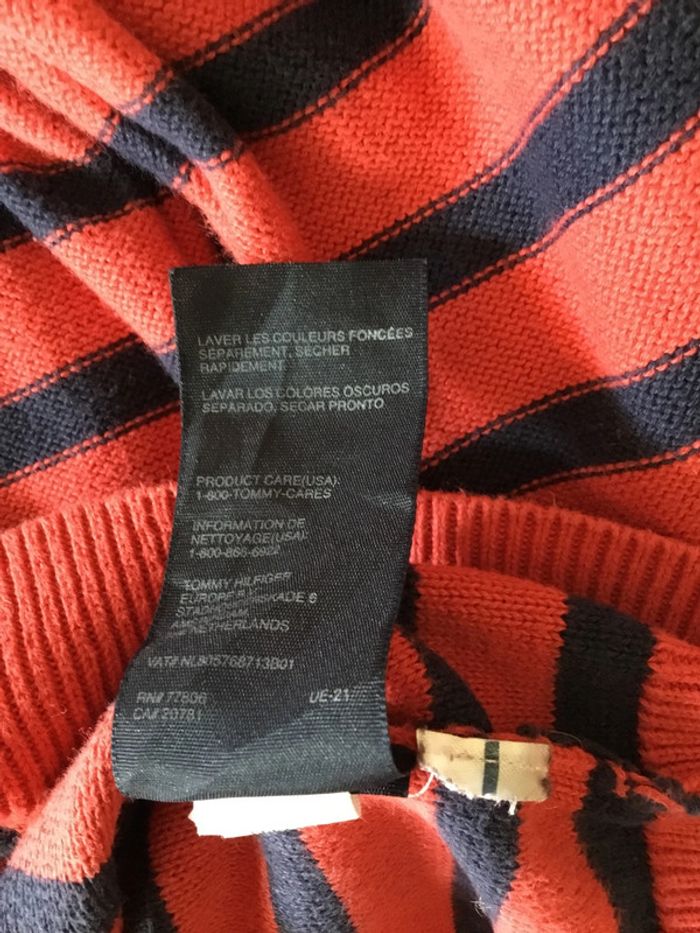 Pull Tommy Hilfiger rayé rouge et marine taille XS 053 - photo numéro 8