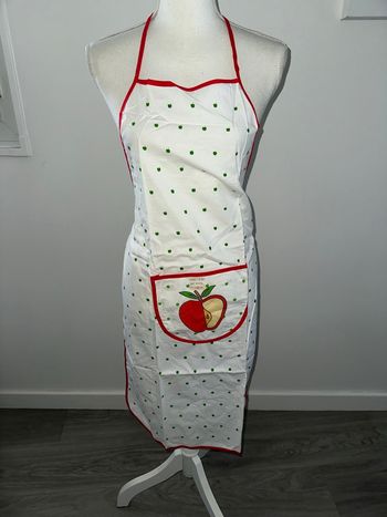 Tablier pommes rouge et blanc Vintage NEUF