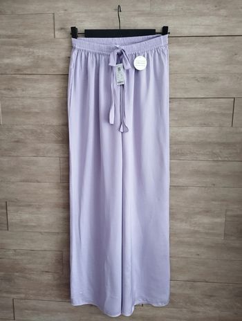 Pantalon pyjama Etam lila taille haute jambes évasées TS neuf étiquette