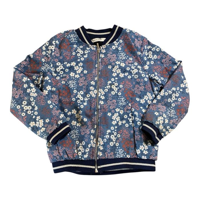 Eden et Victor Gilet zippé bleu fleuri Taille 6 ans