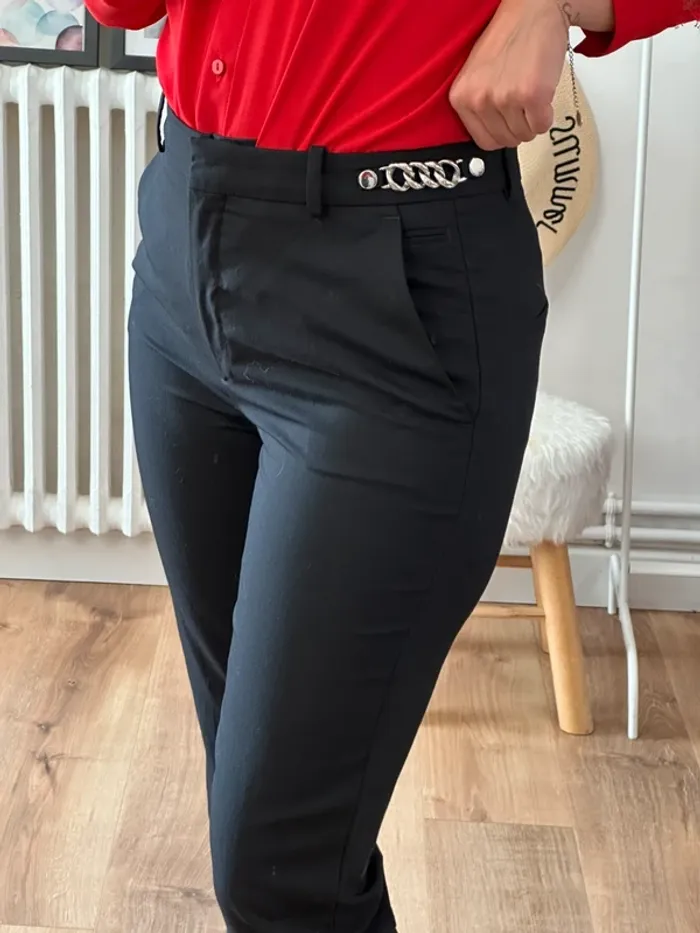 Pantalon The Kooples noir ajusté taille 38