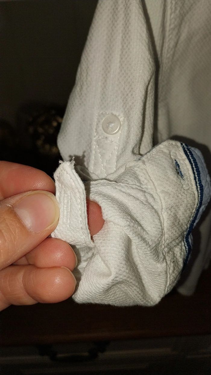 Chemise col mao/ tunisien blanche 100%coton Obaibi neuve 12 mois - photo numéro 7