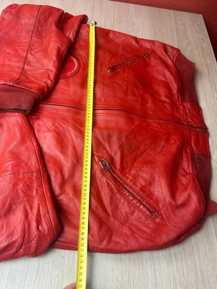 Blouson Vintage Cuir Rouge FJ560 Urban Assault Squad Taille 2X – Drapeau USA - photo numéro 7